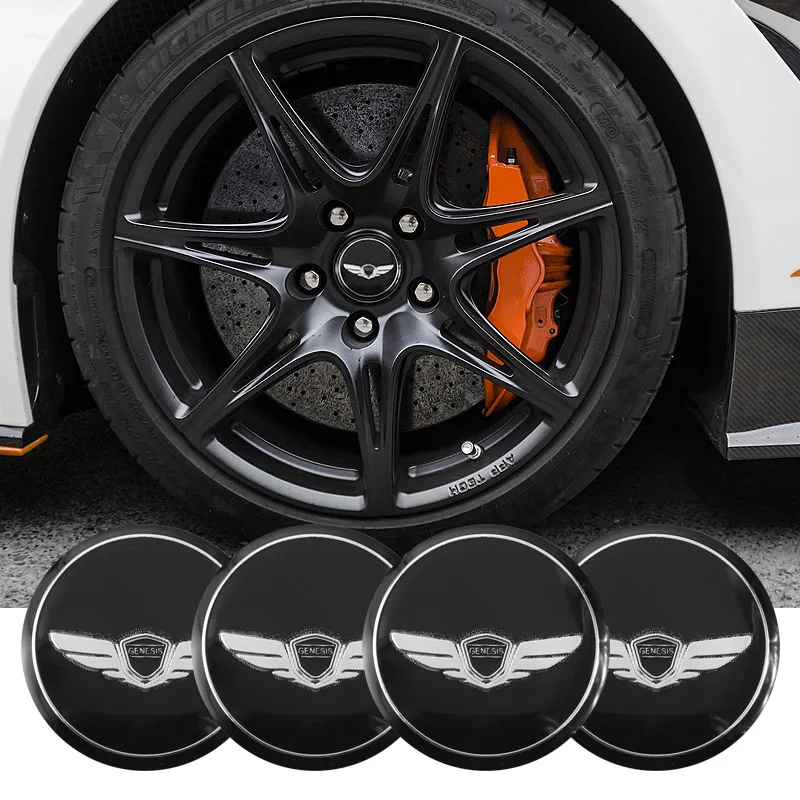 4Pcs 56mm Aluminium Car Wheel Hub Stickers For Hyundai Genesis I30 I20 I10 Venue Veloster Tucson Accent Auto Styling Accessories