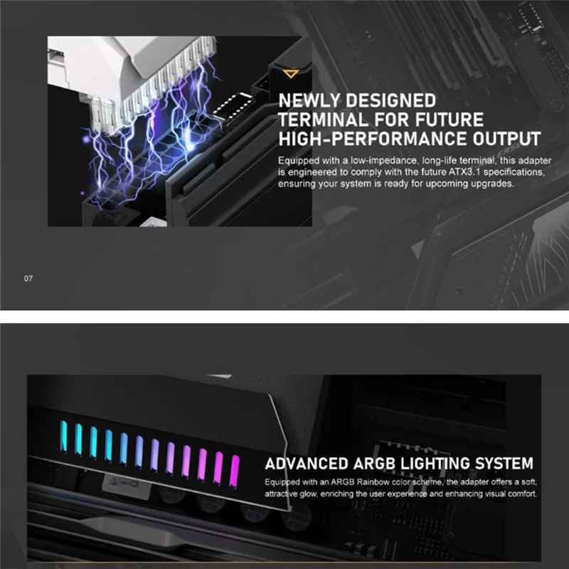 ATX 24Pin Adapter 180 Degree ARGB Adapter 5V Synchronization For Desktop PC Motherboard DIY Computer Accessories-X62A