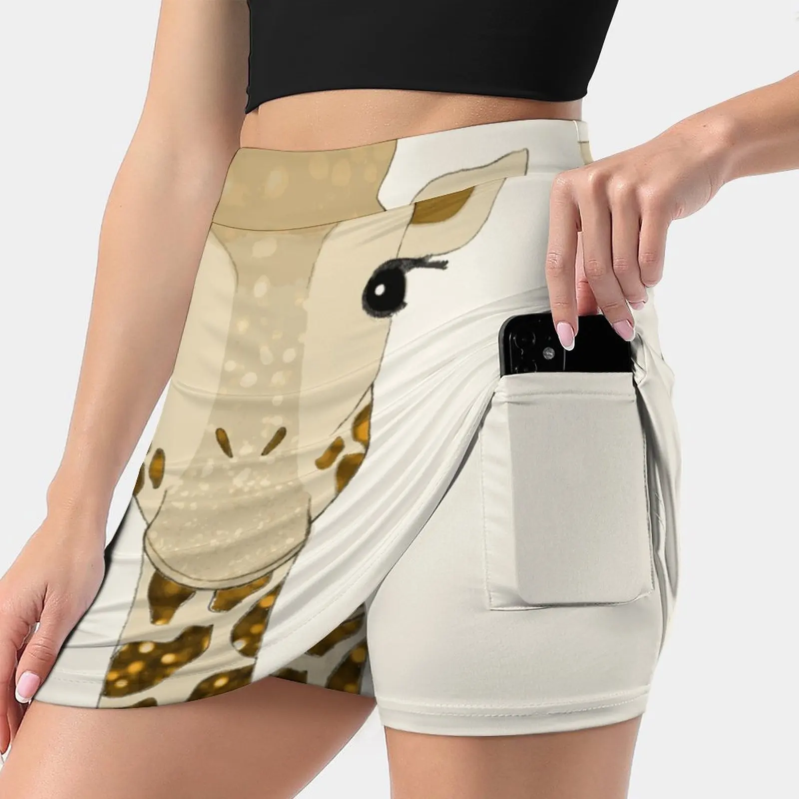 Golden Glitter Giraffe Summer Women's shorts Skirt 2 In 1 Fitness Yoga Skirt Tennis Skirts Gold Golden Glitter Glittery Sparkle