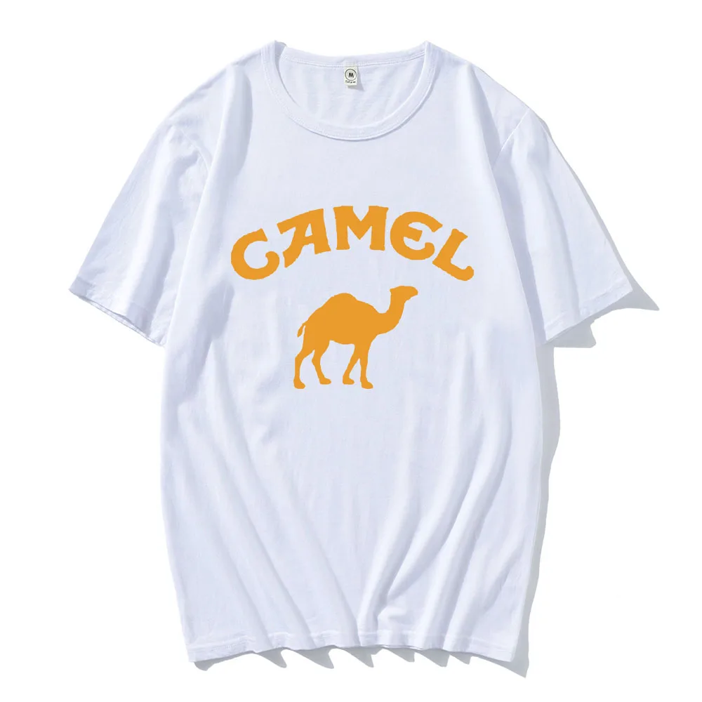 Men Tees Camell Cigarettes Vintage Graphic T-shirt Short Sleeve Cotton Loose Tshirts Fashion Unisex Streetwear Retro Style Male