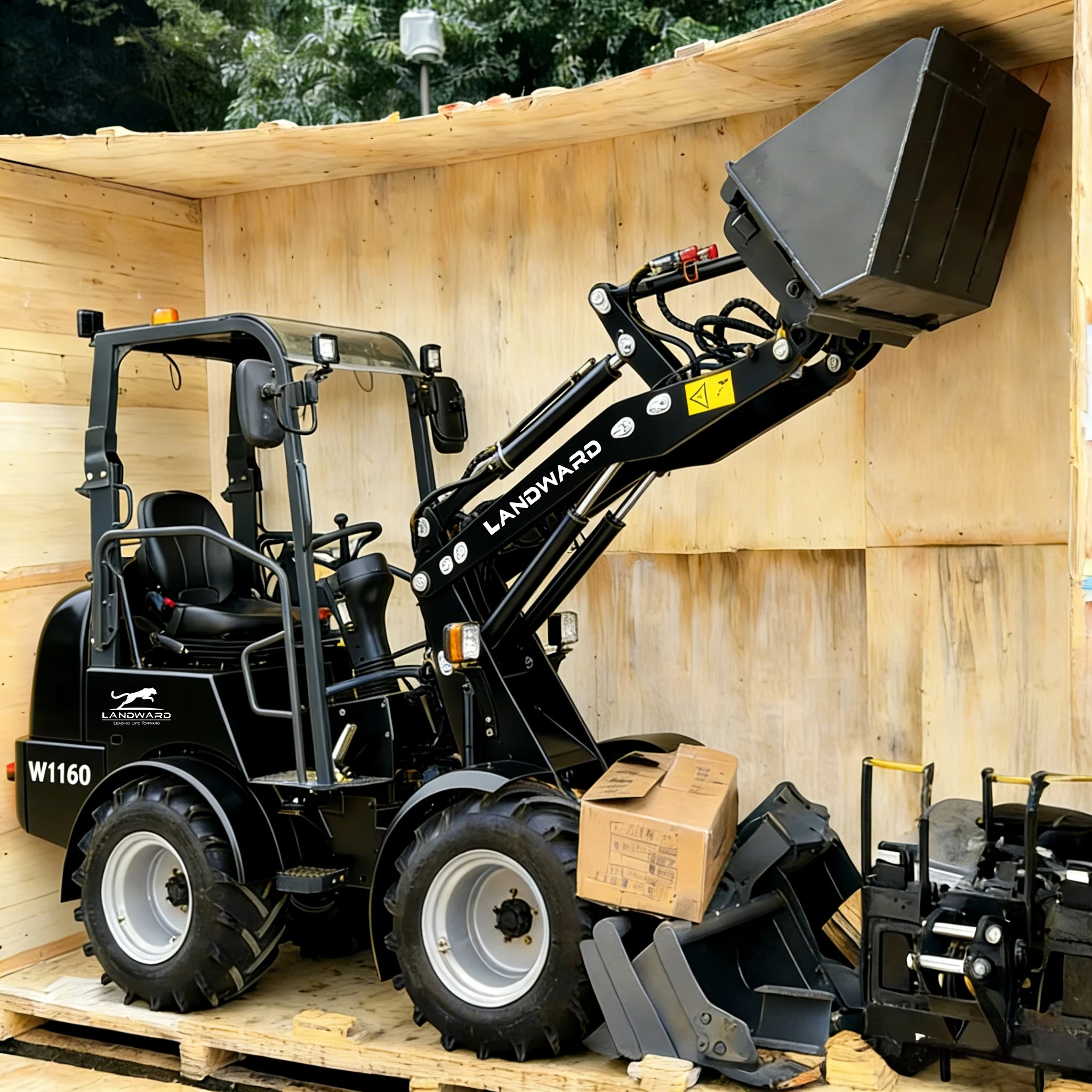 Venta Especial: Cargadora Compacta Landward W1160 de 2570 kg, Cargadora de Ruedas Diésel de 2 Toneladas, Motor Euro 5, Mini Cargadora Agrícola Personalizable