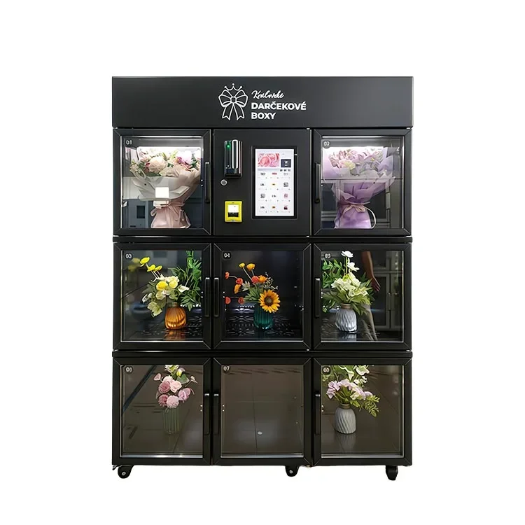 FOODLINE Customized Rotating Flower Vending Machine Transparent Shelf Large Capacity for Flower Retail