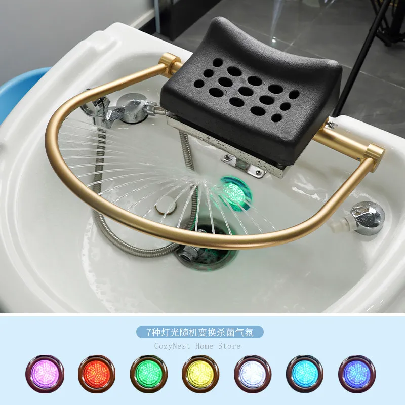 Beauty salon constant temperature fumigation shampoo bed, no need to connect up and down water circulation shampoo basin