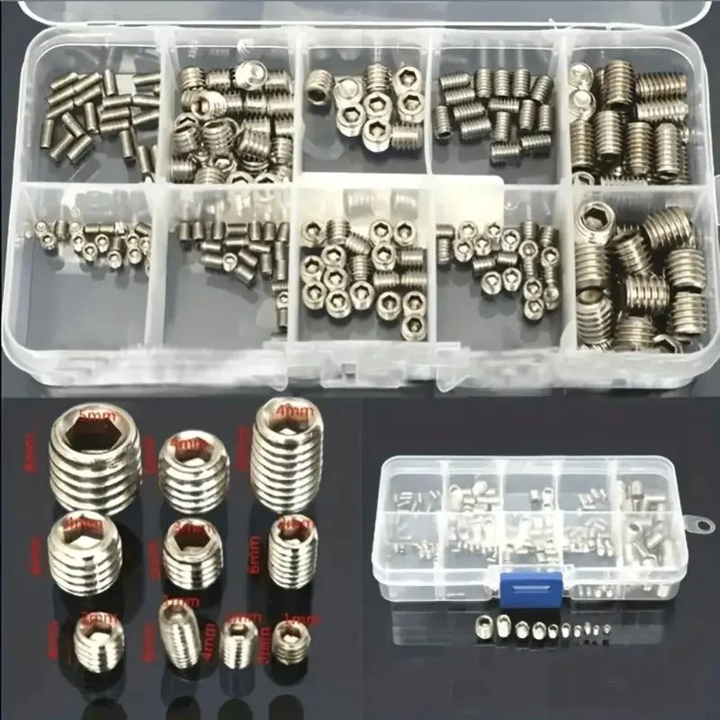 100/200pcs Stainless Steel Cup Point Allen Head Grub Screw H