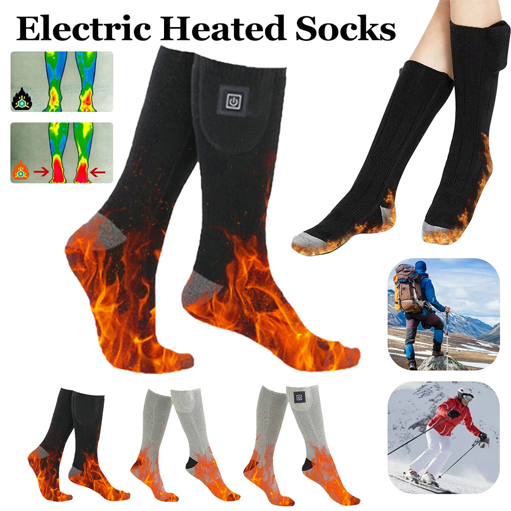 Electric Heating Socks 3 Level Temperature Winter Heating Socks Cold-Proof Winter Warm Thermal Socks for Cycling Camping Skating