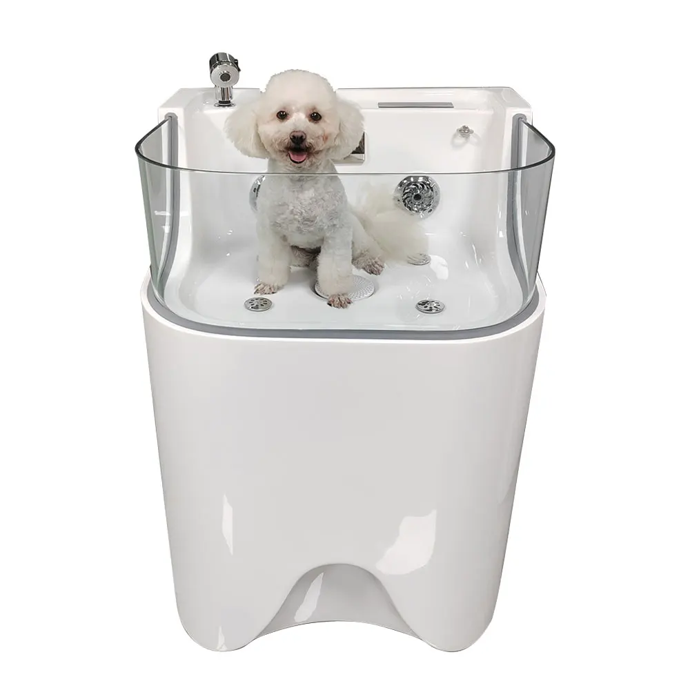 

New Arrival Pet Dog Freestanding Massage Pet Bathtub Wash Grooming Jacuzzier LED Pet Spa Bathtub