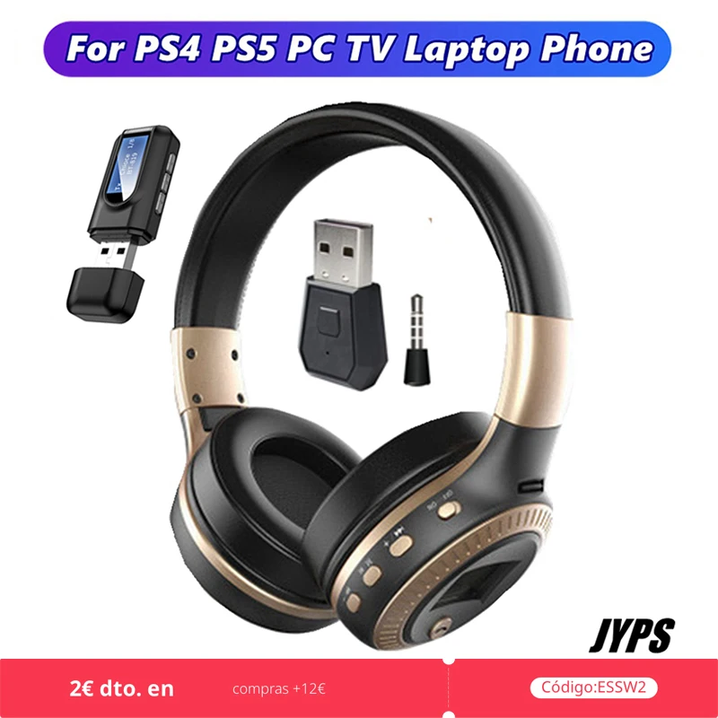 TV Bluetooth Wireless Headphones with Microphone HiFi Stereo Video Game Headset Gamer For PC PS4 PS5 Phone Televison Accessories