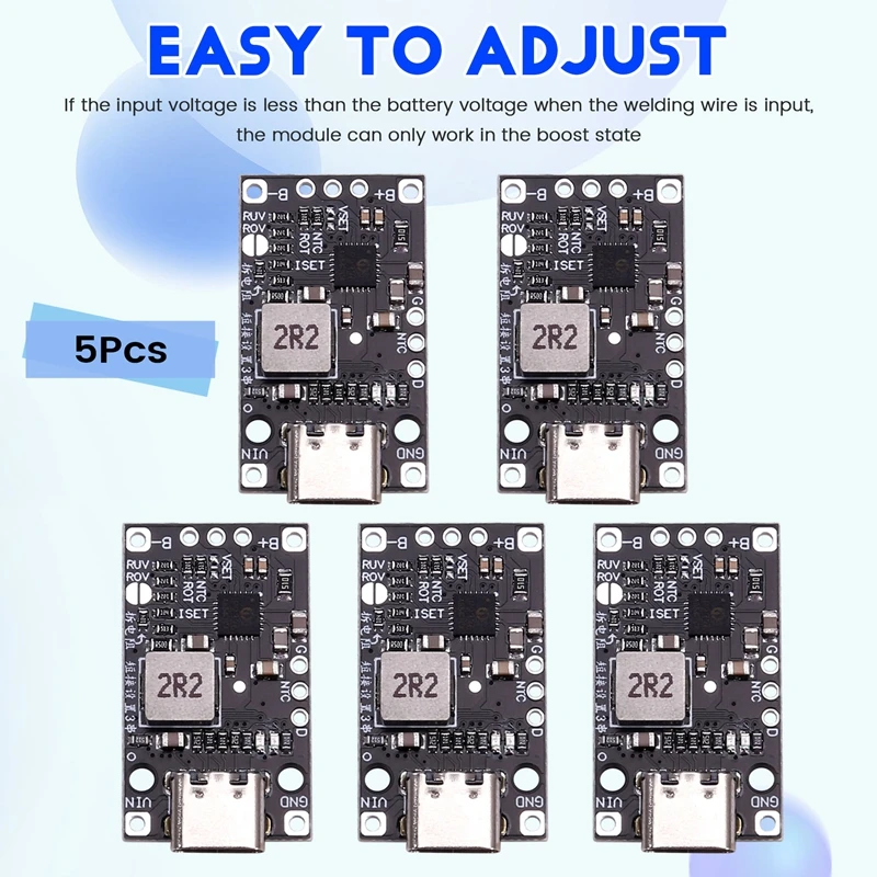 3,7 V 2S Lithium-Batterie-Lade-Boost-Modul Typ C unterstützt QC-Schnellladung mit symmetrischer LED-Anzeige