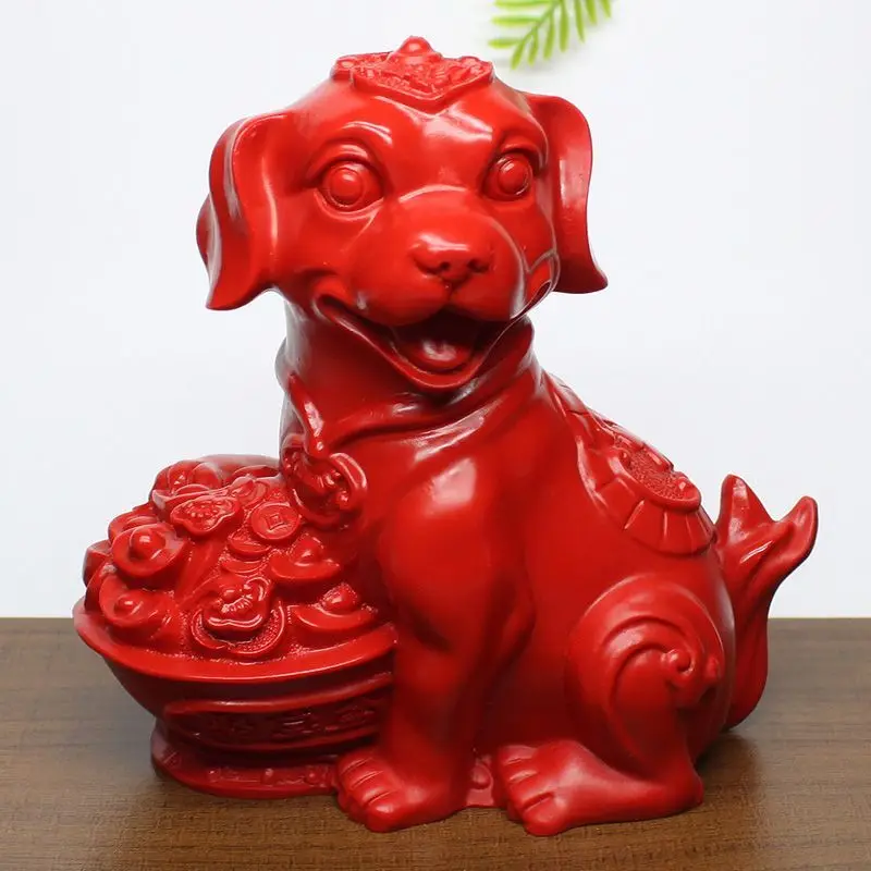 Natural cinnabar zodiac dog red sand cornucopia lucky wangcai dog home town house Feng Shui crafts