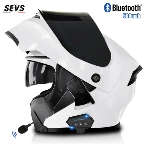 Electric motorcycle helmet with Bluetooth double lens modular full face helmet for men and women large size safety