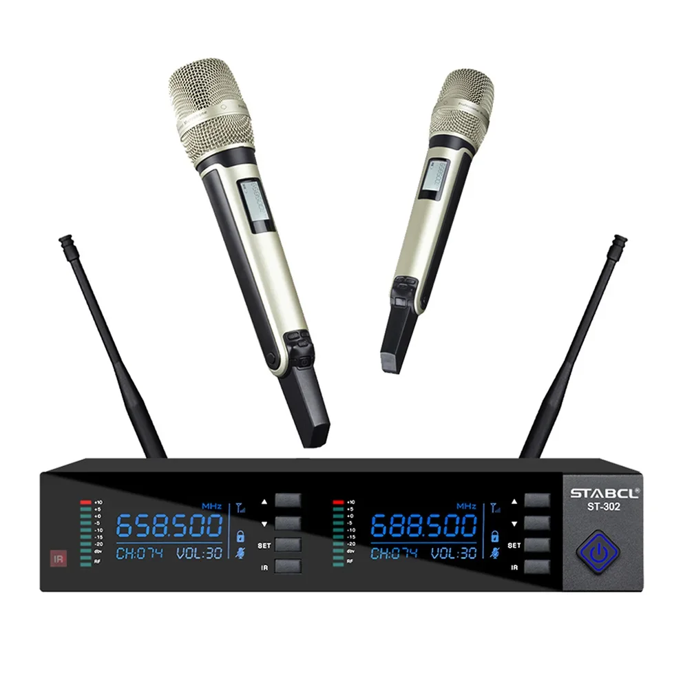 

Professional UHF Wireless Microphone System Noise Cancelling Handheld Karaoke Microphones Portable For Conference & Family Usage