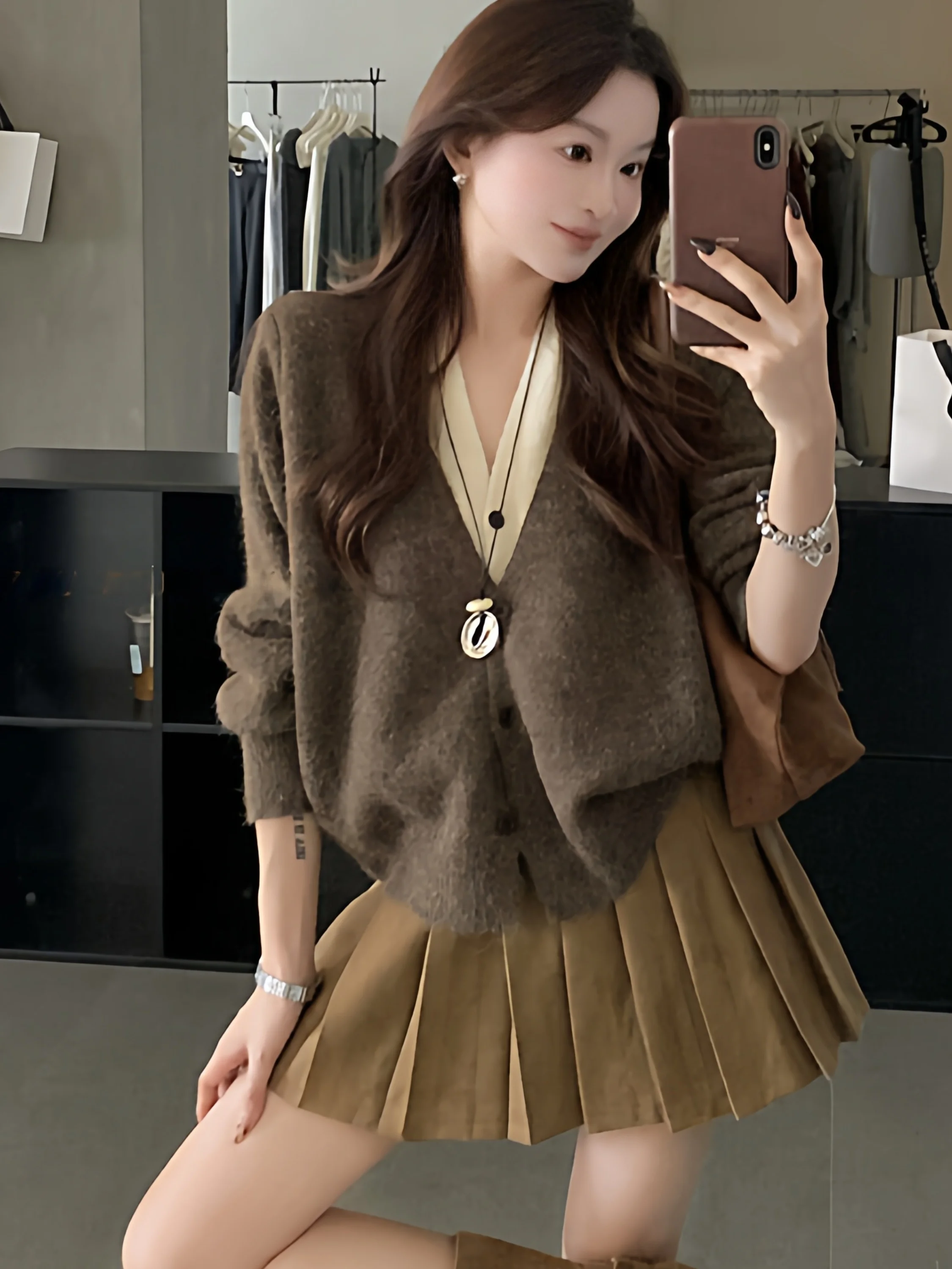 Suéter de punto con cuello en V y diseño de bloques de color, estilo casual, para mujer, de moda, para otoño e invierno