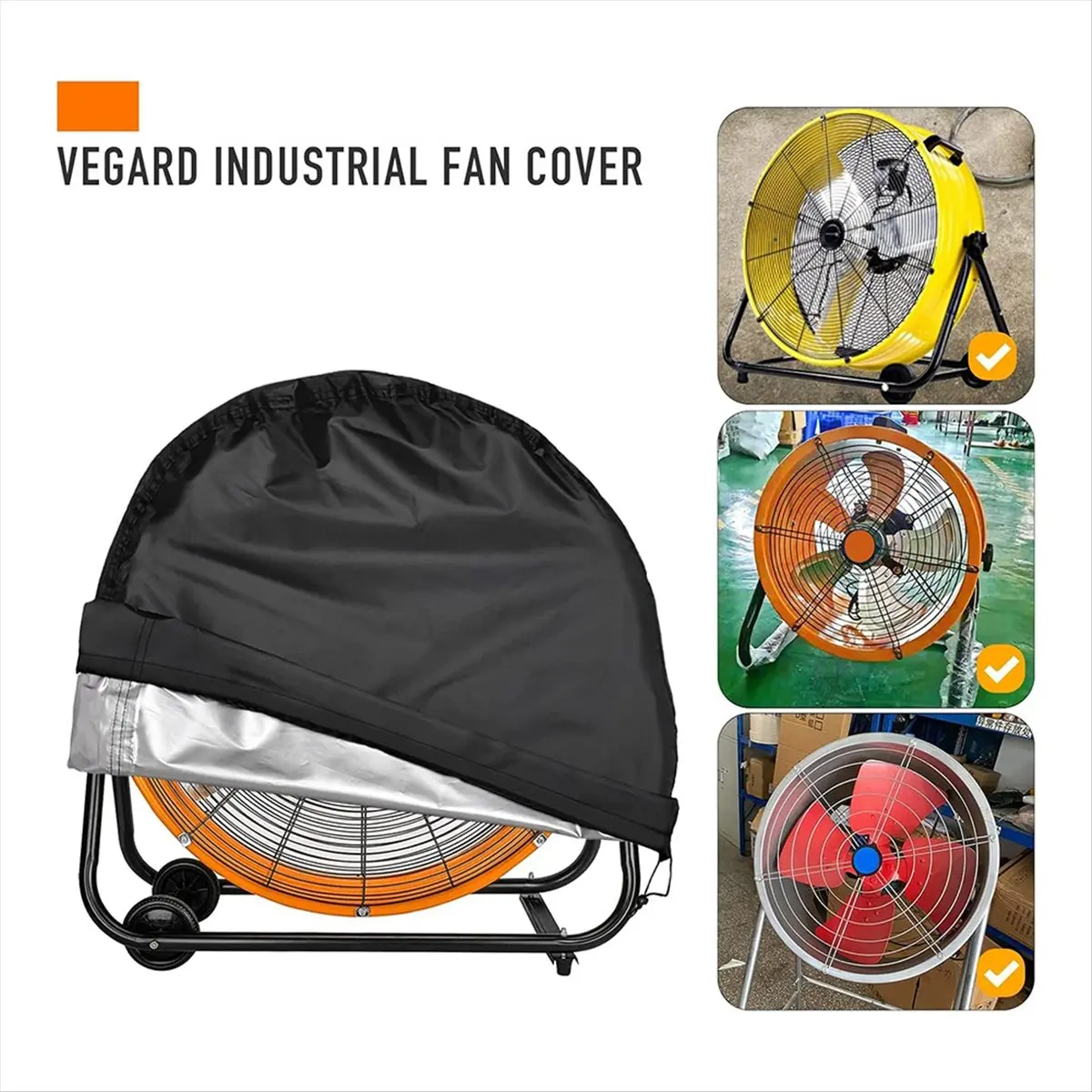 Industrial Fan Cover -Heavy Duty Waterproof & Dustproof for 24 inch High Velocity Floor Fan, for Indoor and Outdoor