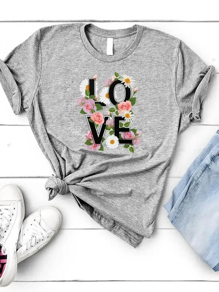 

Love Heart Letter Trend Cute Summer Lady Fashion Print Female T-Shirt Tee Women Clothes Short Sleeve Graphic T-shirt Clothes