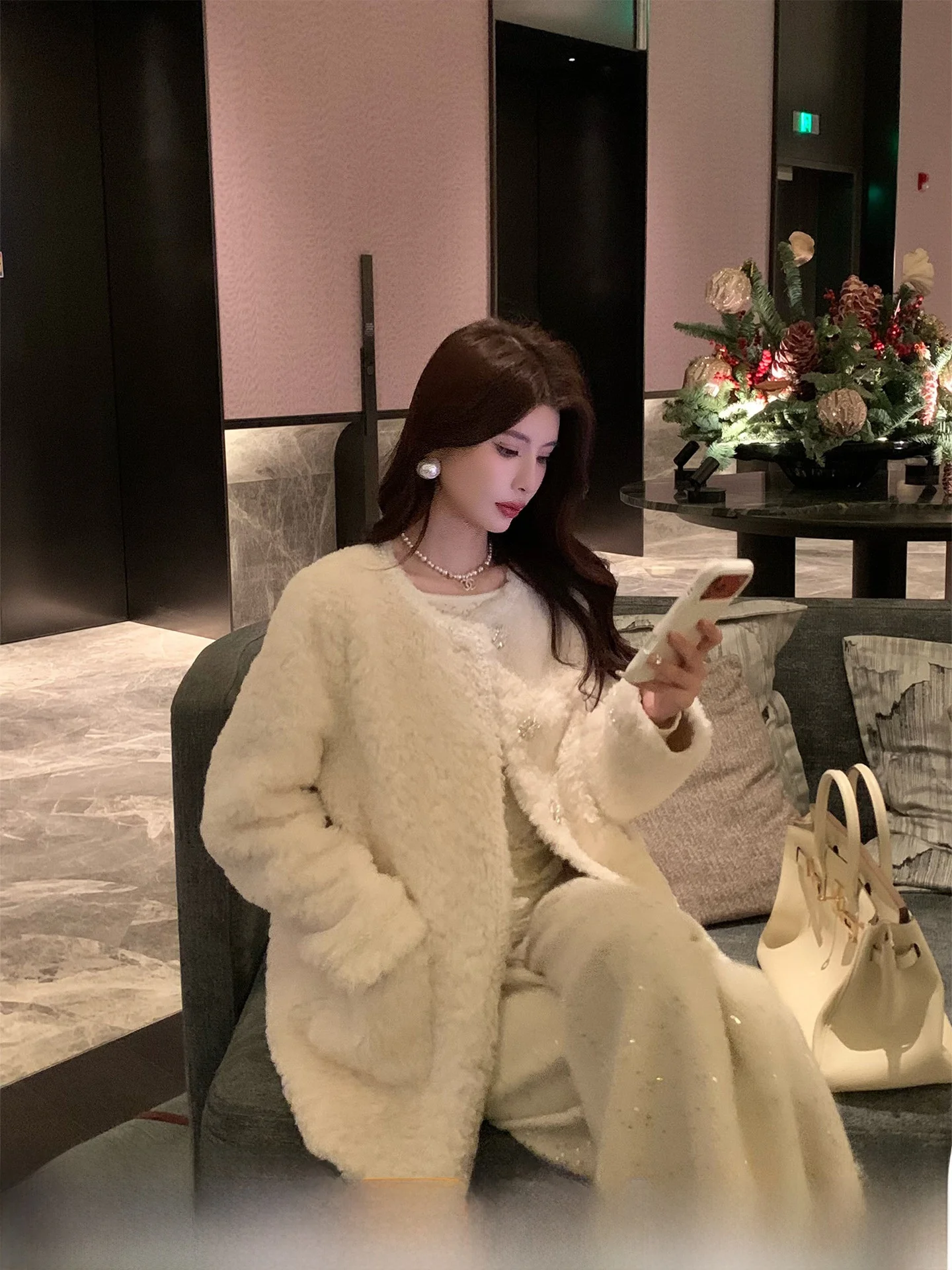 

Kun Total Women's Luxury Thiened Fur Jaet Winter Coat Eco-friendly Premium Leather New Sle Stand Fit Long Sve Coat