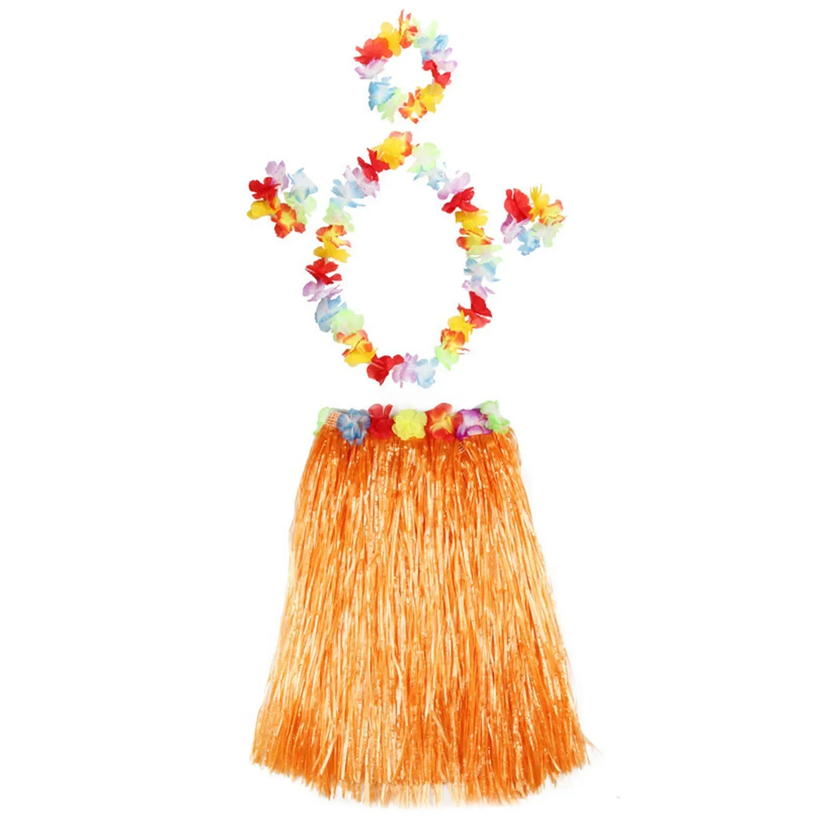 Vestido elegante hawaiano, conjunto de 5 piezas, traje Aloha, incluye falda de hierba Hula, sujetador con guirnalda de flores, perfecto para fiestas en la playa y fiestas Luau