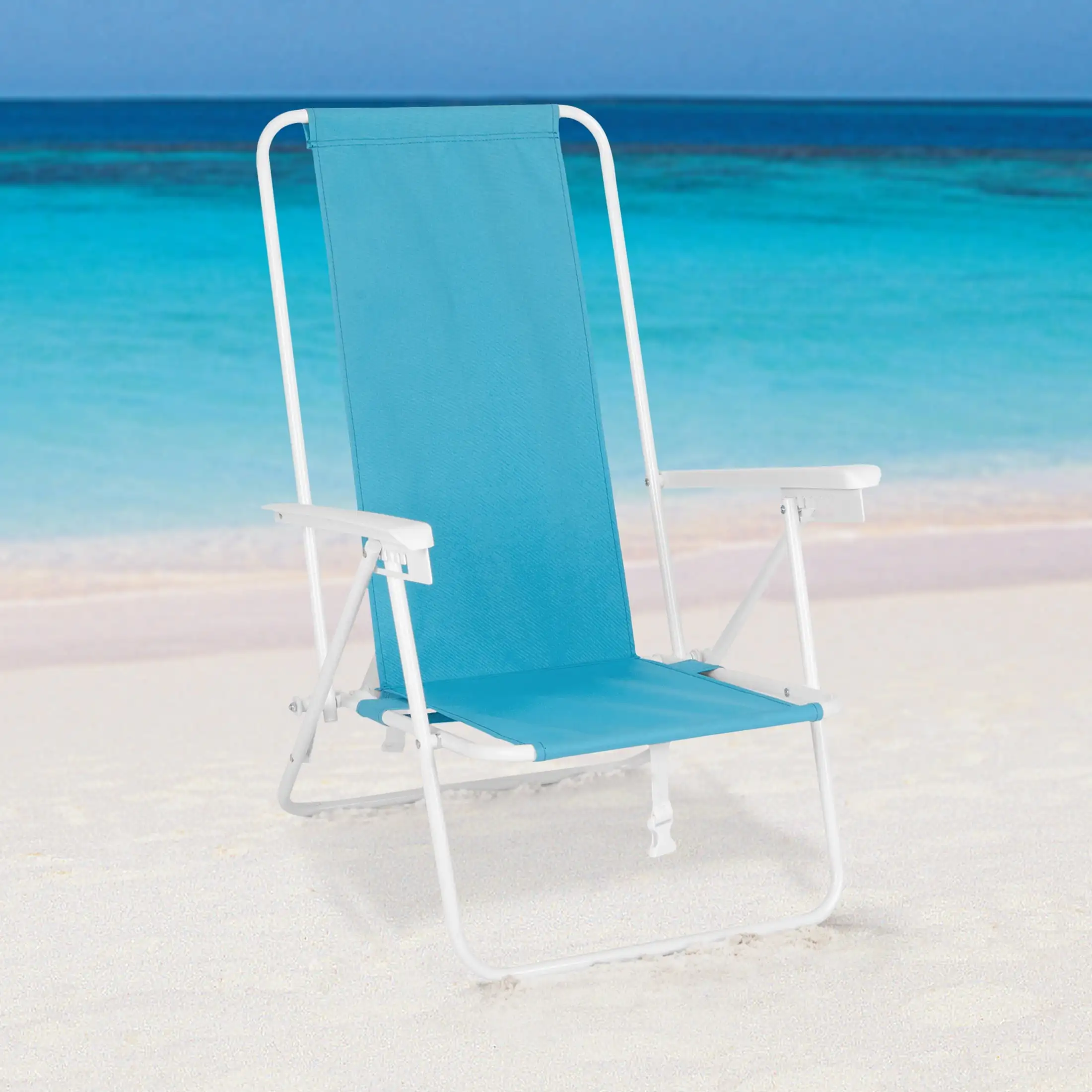 

Mainstays High Back Reclining Backpack Beach Chair, Teal