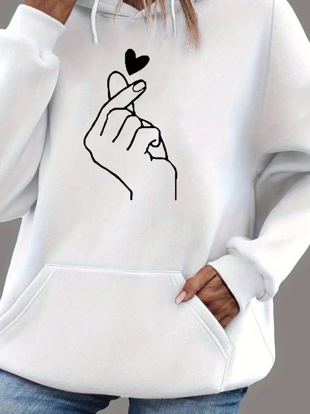 

Толстовка с принтом в виде сердечек для пар, свободного кроя, с длинными рукавами, повседневная, удобная, осенне-зимняя, женская уличная одежда