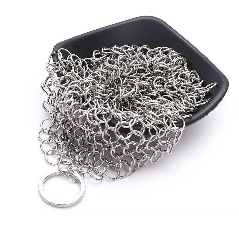 1Pcs Stainless Steel Cleaning Scrubber With Long-Lasting Net For Burnt Residue And Rust On Cookware Kitchen Cleaning Tool For