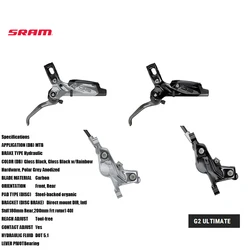 SRAM Hydraulic BRAKE G2 ULTIMATE SRAM's best power to weight ratio in a four-piston brake Pivot bearings for crisp lever feel