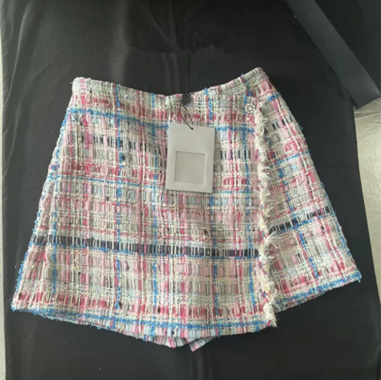 Customization European women's fashion 2026 spring new collection Sleeveless colorful woven tweed blouse and skirt fashion set view 2