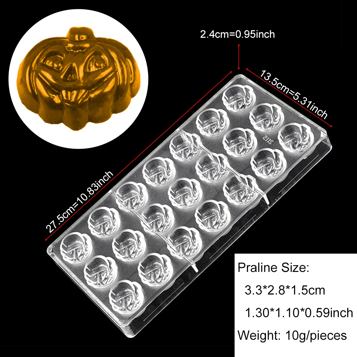Halloween Chocolate Mold Polycarbonate Pumpkin Creator Free Head Candy Bonbons Confectionery Baking Pastry Tools Utensils