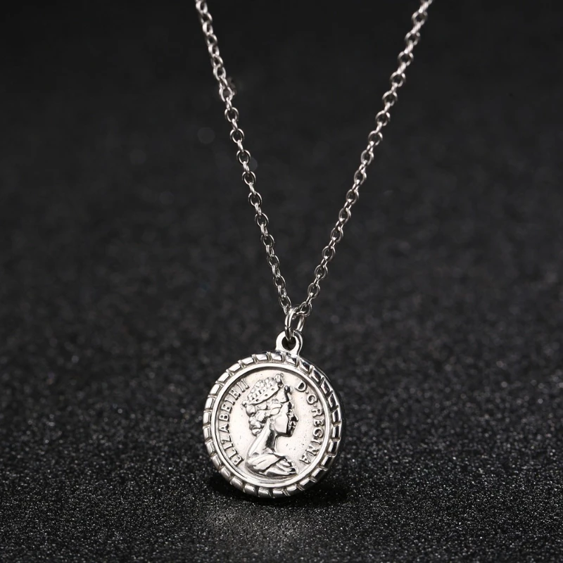 Human Avatar  Coin Round Pendants Titanium Steel Men Women Personalized Fashion Collarbone Chain Necklaces Jewelry