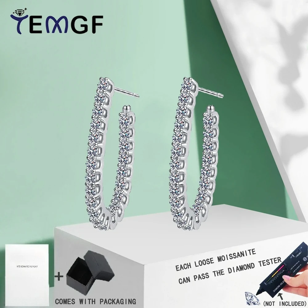 

TEMGF Full Moissanite Ear Studs With GRA 2mm Round Inlay S925 Sterling Silver for Women Fashion Fine Jewelry Daily Party Wearing