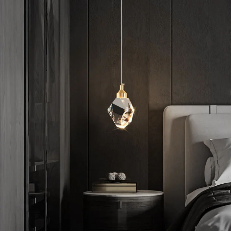 Crystal Led Pendant Light for Bedroom Bedside Bathroom Hanging Ceiling Lamp Indoor Decoration Lighting Lustre Modern Lights Room
