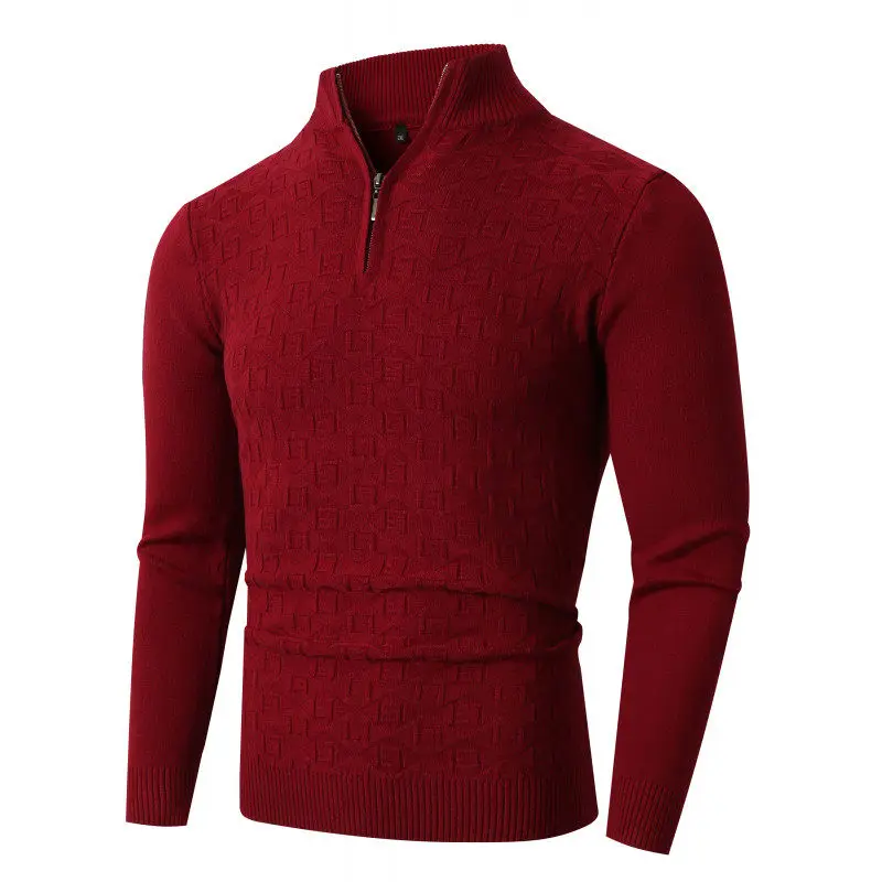 

Men's Faionable Knitted Sweater f Zipper Versatile Winter Warm Casual Loose Fit Polyester Fiber Long Sve T-irt