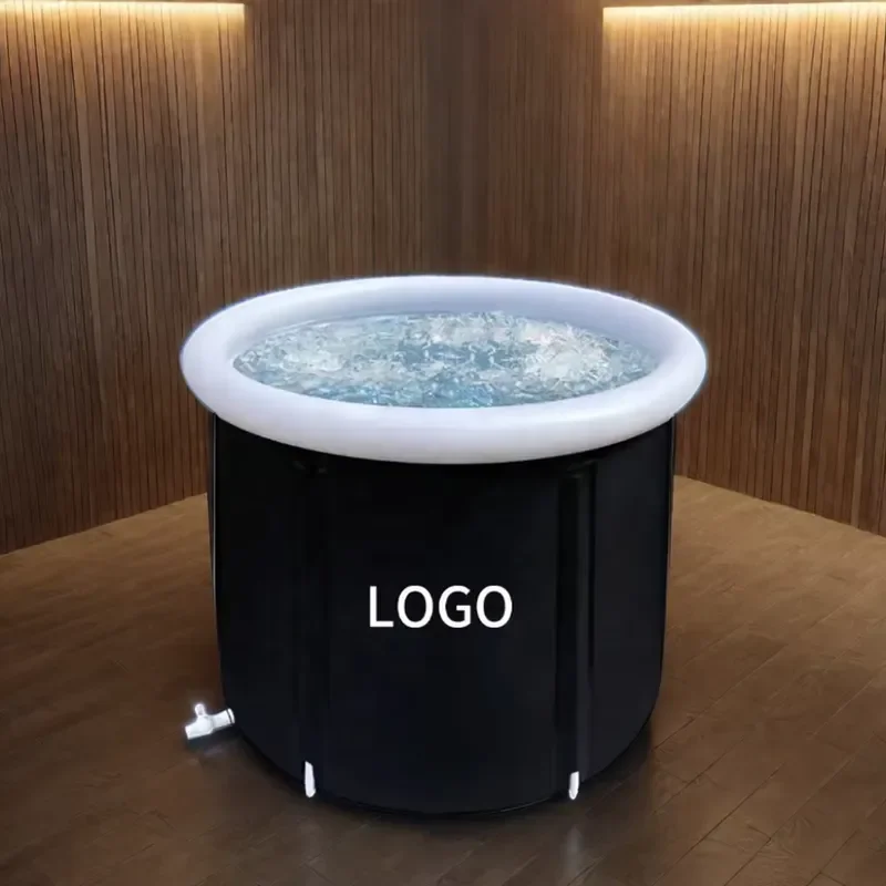 Portable Inflatable Ice Bath Tub 75x75cm Black White Blue Adult Sports Recovery Cold Plunge Pool Standard Accessories