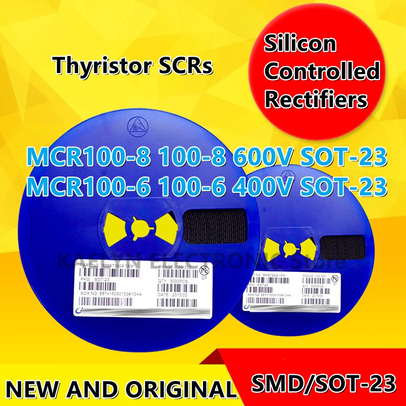 3000PCS Silicon Controlled Rectifiers Thyristor  MCR100-8 100-8 600V SOT-23 MCR100-6 100-6 400V On/Gate trigge 1.7V 0.8V SOT-23