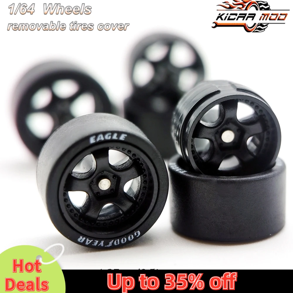 1/64 Wheels with Rubber Tires Work S1 Large Size Refitting Parts for Diecast Model Car Hot Wheels Matchbox Tomica D:13mm 1 Set