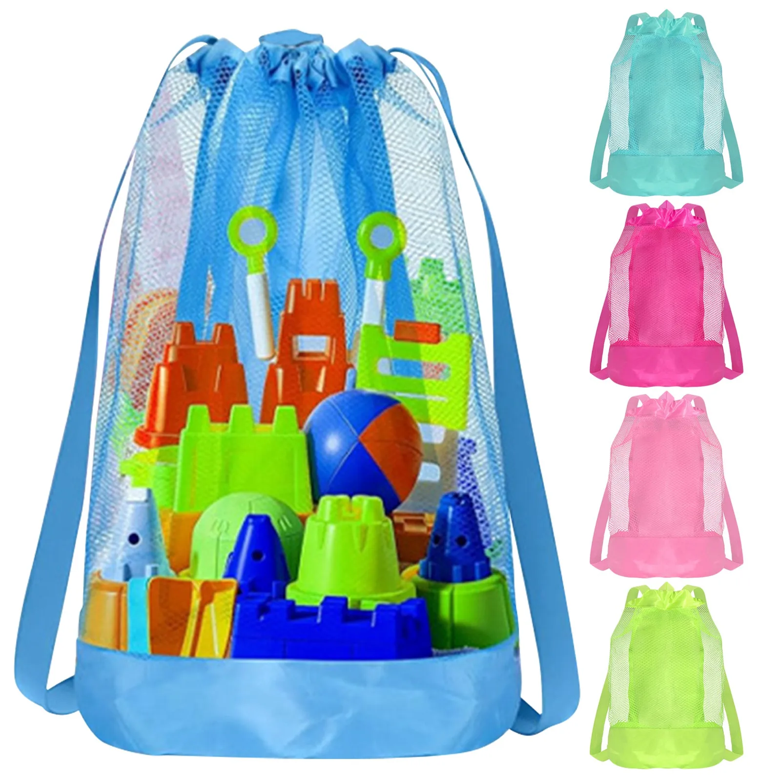 Extra großer, sandbeständiger Strandrucksack mit Kordelzug – Aufbewahrungstasche für Kinderbeckenspielzeug zum Sammeln von Muscheln, Reisen und Fitness