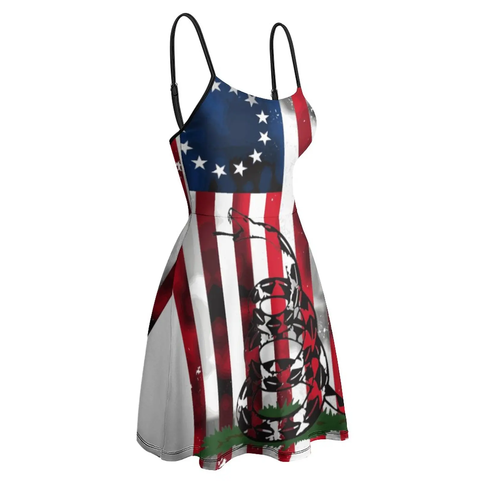 Vestido de tirantes con estampado de la bandera de Betsy Ross Gadsden para mujer, ropa Sexy desgastada y Vertical, vestidos de cóctel con gráfico de Humor, gran oferta