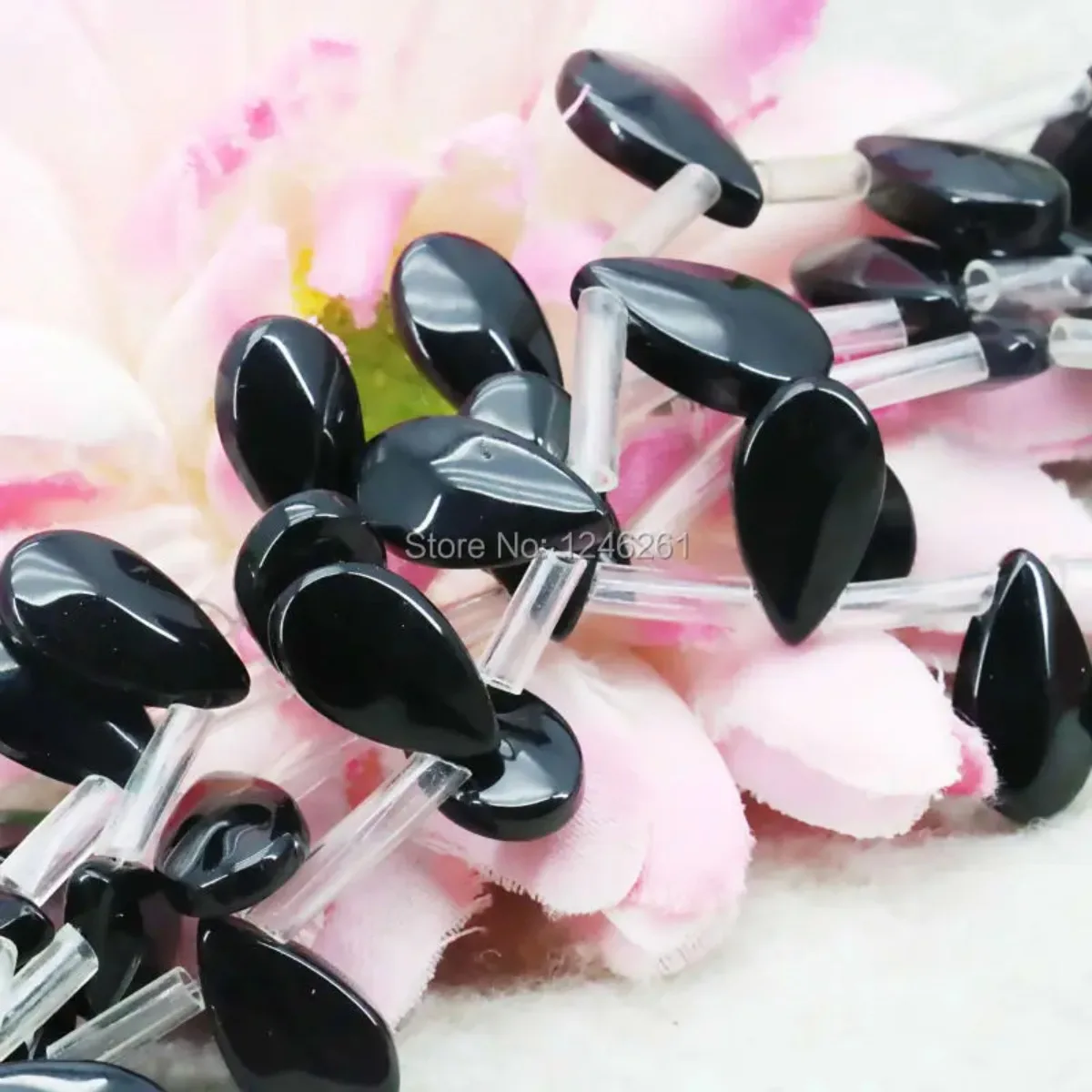 Accessories Black agate Onyx Tears Drop Loose Beads DIY Stone Accessory Parts Jewelry Making Design 8x14mm For Women Girls Gems
