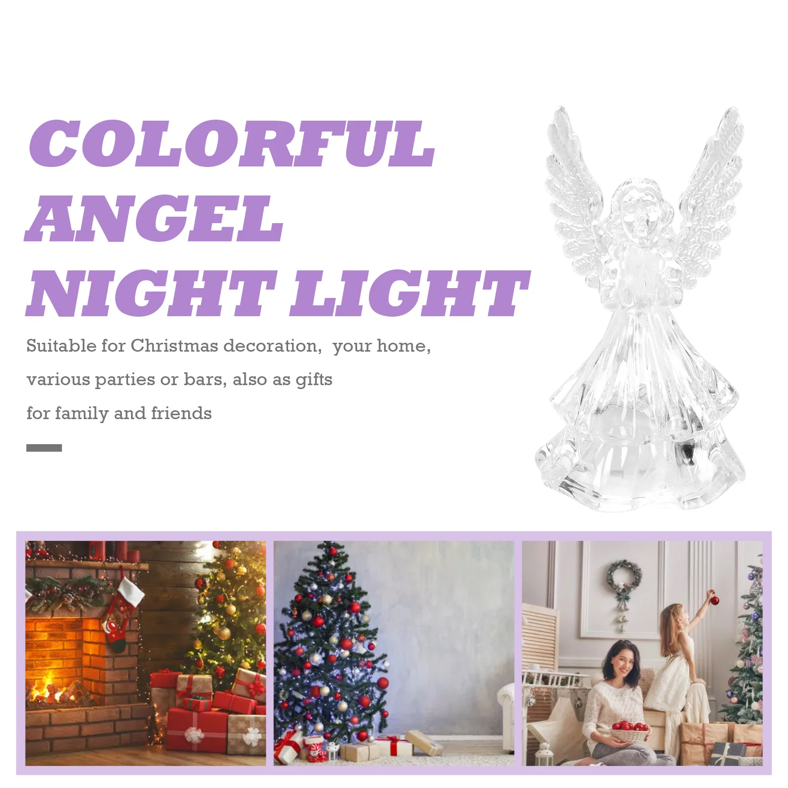5 قطعة عيد الميلاد مضيئة الملاك زخرفة الاكريليك مصباح ديكور عيد الميلاد حفلة المشهد سطح المكتب ليلة ضوء سطح المكتب ديكور الملاك حلية #6