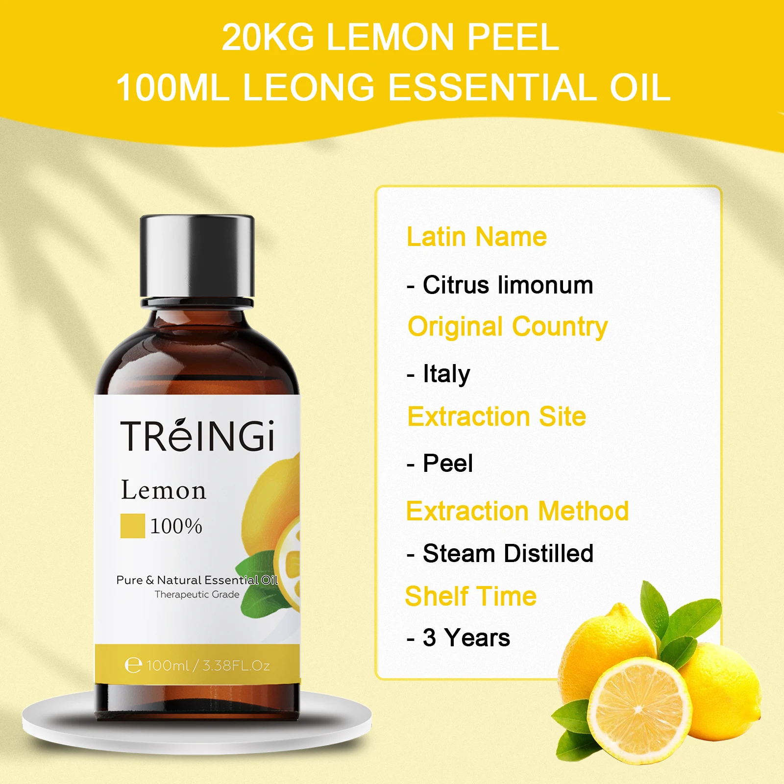 100ml Pure Natural Lemon Essential Oil Air Fresh Diffuser Aroma Oil Lavender Orange Eucalyptus Vanilla Mint Lemongrass Tea Tree