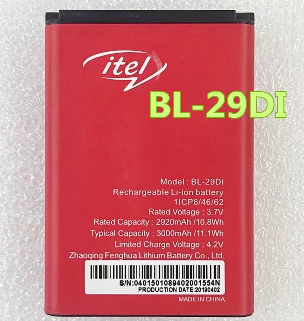 Baterai ponsel BL-29DI iTel baru asli 3.7V 3000mAh