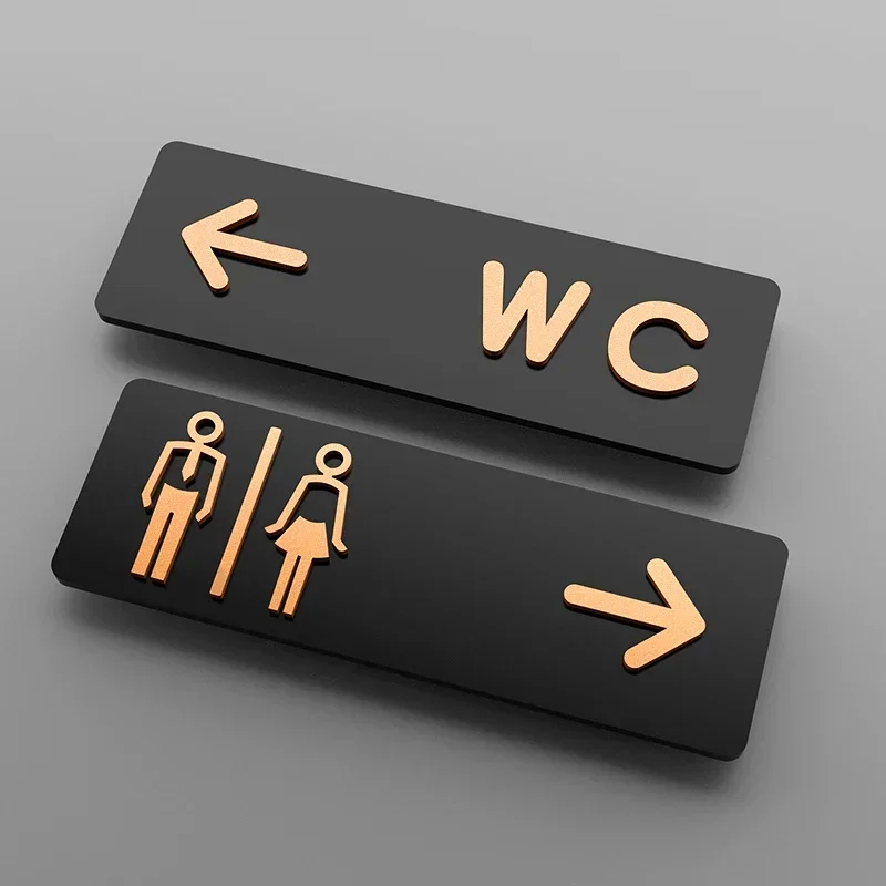 Simple Men and Women Bathroom Signs WC Public Toilet Guide Sign Index Hotel To The Left and Right Acrylic Restroom Prompt Sign