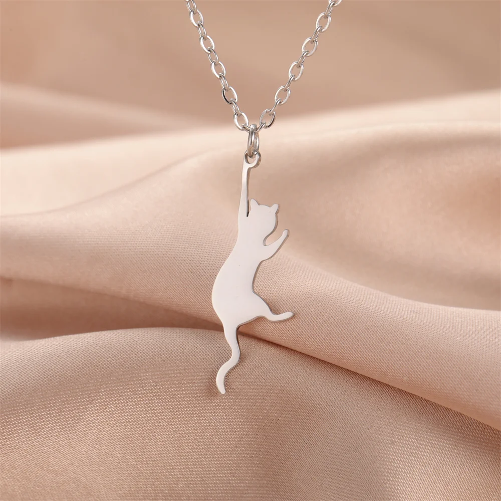 My Shape Katzen-und Fischgräten Anhänger Halsketten für Frauen Mädchen Kätzchen Tiere Charms Halskette Halsreif Edelstahl Schmuck – Detail 14