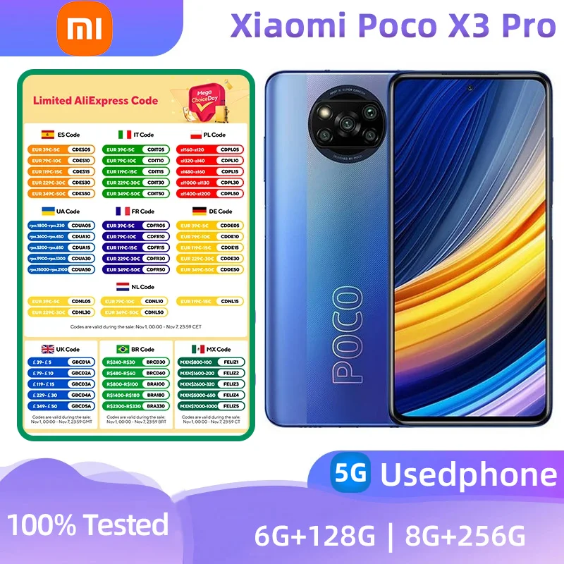 Xiaomi POCO X3 Pro 4G 6.67-inch screen smartphone CPU Qualcomm Snapdragon 860 battery capacity 5160mAh 48MP camera used phone