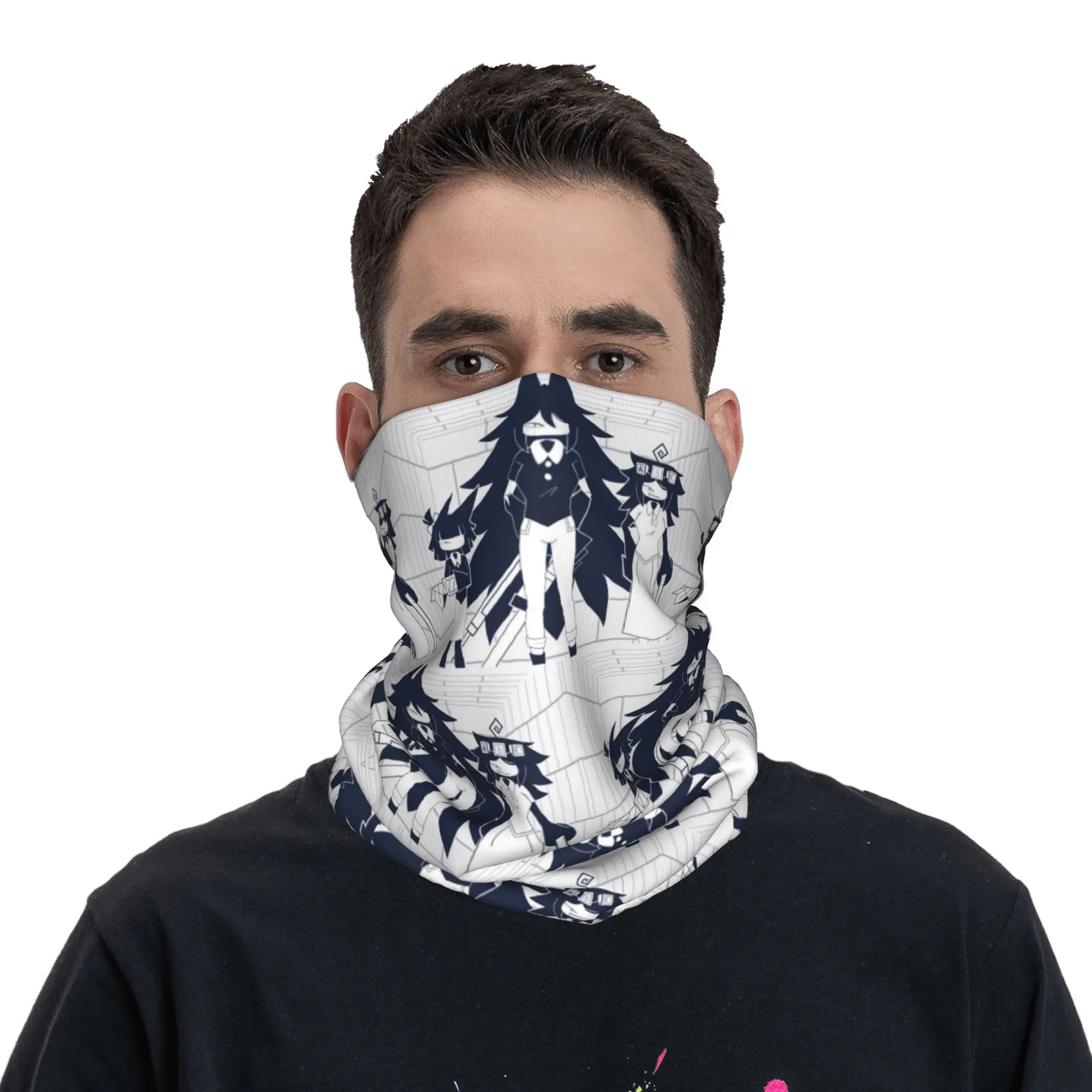 FPE Miss Circle Doodle Cartoon Game Bandana Neck Gaiter Printed Wrap Mask Scarf Balaclava Hiking Fishing For Men Women Adult