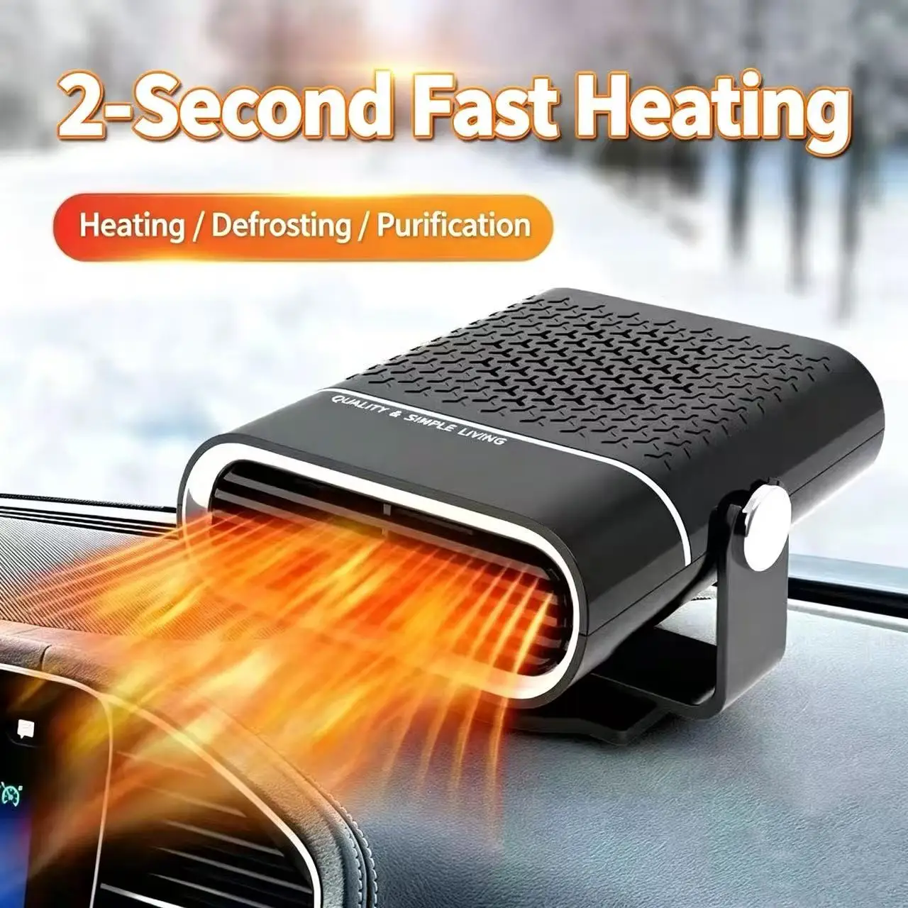 Portable Car Heater 2‑Second Fast Heating Windshield Defroster Purification Auto Warm Air Fan Winter Vehicle Interior Accessory
