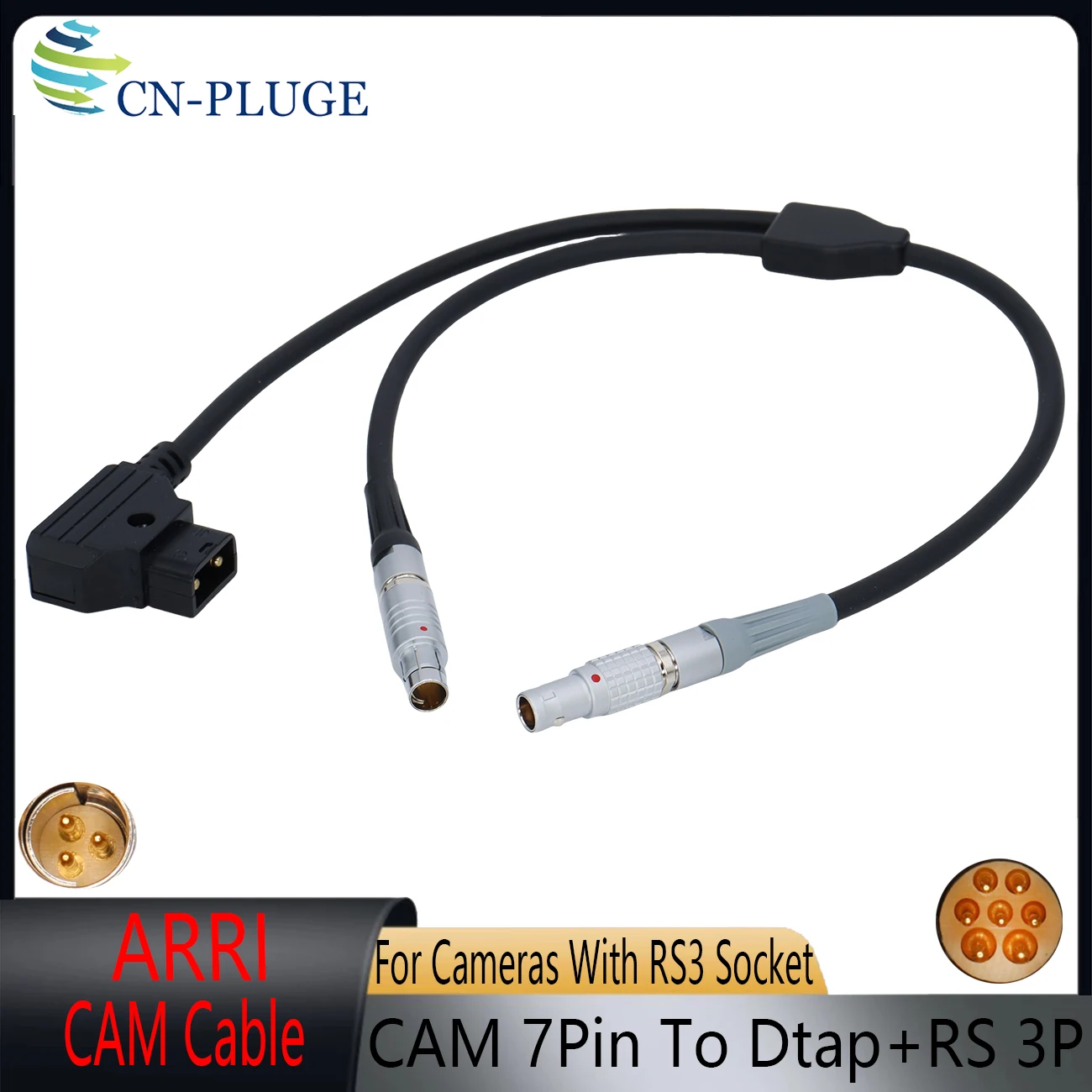 ARRI cforce RF Motor/ Cmotion cRRO Motor and Camin CAM (7p) to RS(3p)+ Dtap for RED KOMODO V-RAPTOR Camera RUN/STOP Cable
