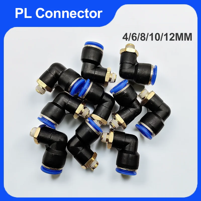 

PL Pneumatic Connector OD 4mm-12mm Hose OD 1/8" 1/4" 3/8" 1/2" Male Pneumatic Thread Tube Elbow Connector Tube Air Push in Hose