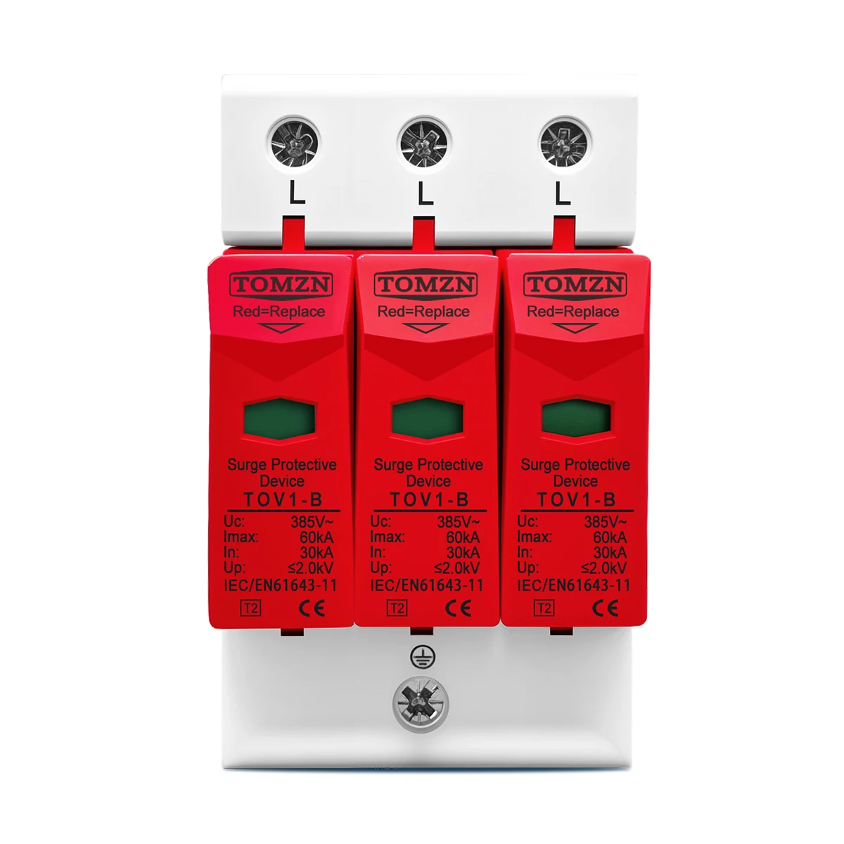AC SPD 3P 30kA~60kA B ~385VAC House Surge Protector Protective Low-voltage  Arrester Device