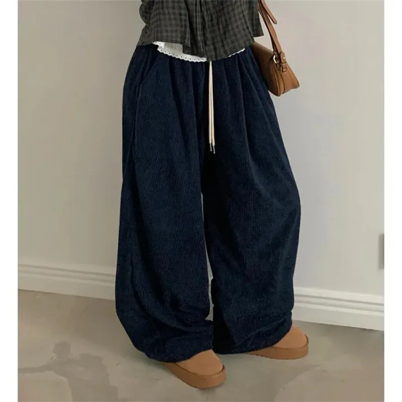 سراويل نسائية كاجوال عالية الخصر واسعة الساق فضفاضة تناسب مريحة ريترو Sle سروال قصير أنيق للسيدات #3