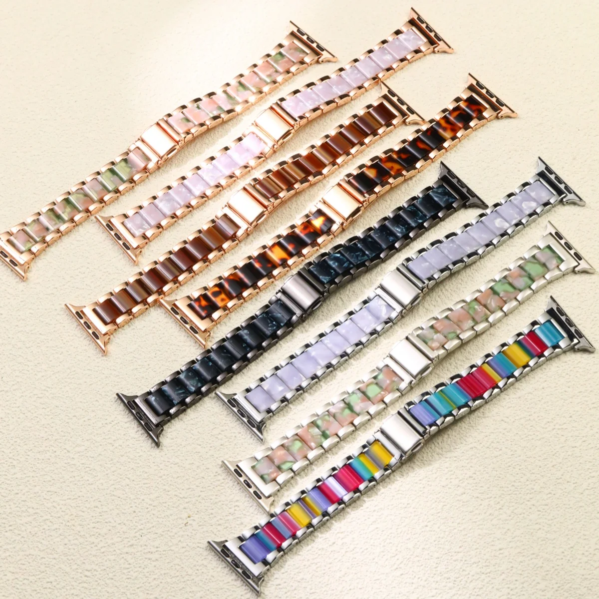 Una correa de resina y metal para Apple Watch, una elegante correa para iWatch 38-49mm S11-1 SE Ultra (reloj no incluido)