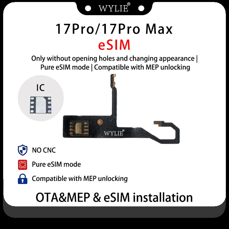 Wylie +eSIM Only Solution For iP15 16 Plus 17 Pm No CNC No physical SIM Required SIM Locked ESIM Solution Tool Kit Unlocking Too